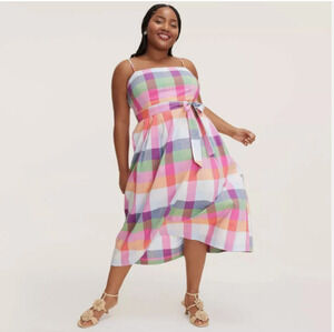 Kate Spade N.Y. Plaid Tie-Waist Midi Dress Sz X-Small NEW With Tags